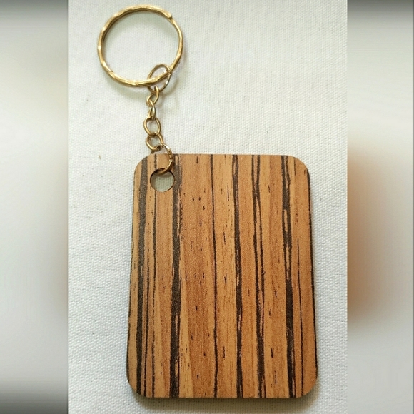 NEW Handcrafted Keychain Bag Tag! Italian Wood SD3. "I LOVE My Bag!" Wood Heart. - Picture 4 of 6